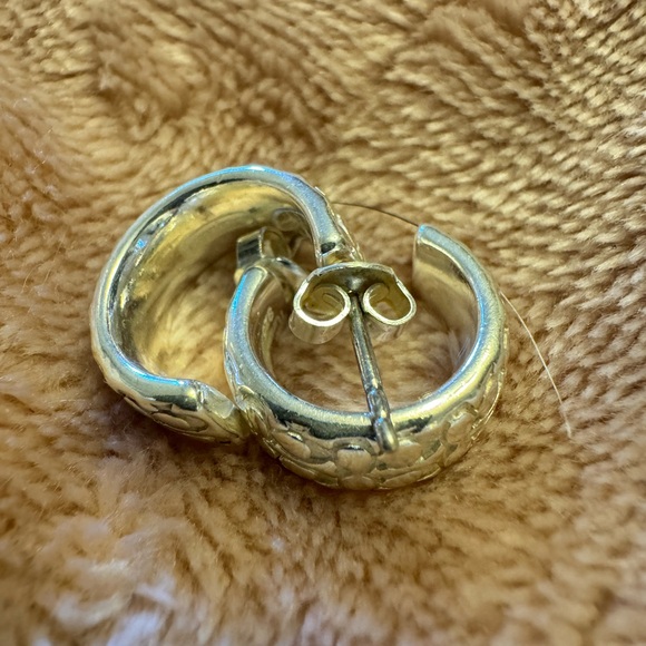 Coach small earrings real silver 1/2 inch authentic - Picture 4 of 5